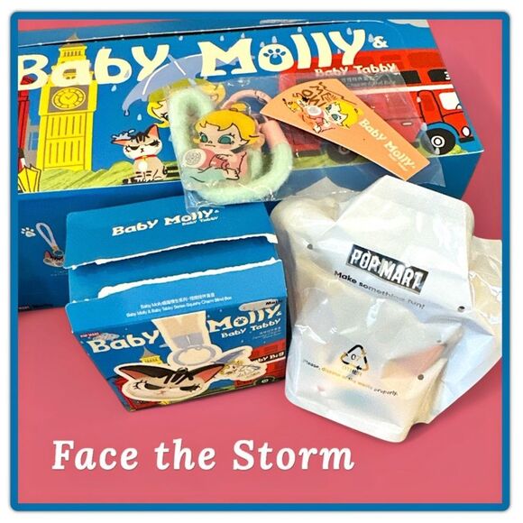 Pop Mart Baby Molly & Baby Tabby Series Squishy Charm - Face the Storm - Picture 3 of 16